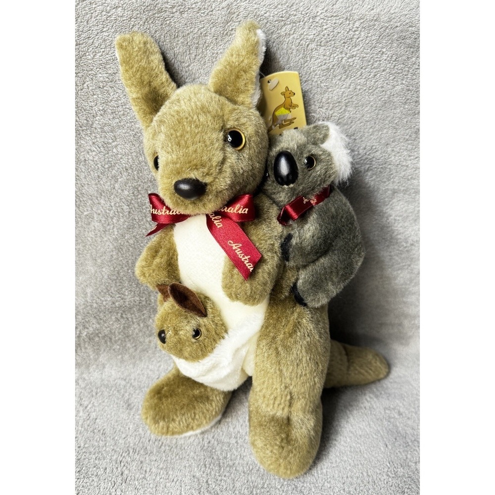 I ❤️AUS Australia Kangaroo W/Baby Joey & Koala Bear Plush Stuffed Animal Toy 11"